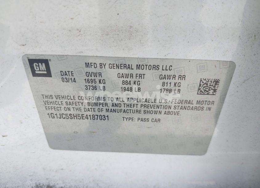 Photo 9 of 2014 Chevrolet Sonic LT AUTO (VIN 1G1JC5SH5E4187031)