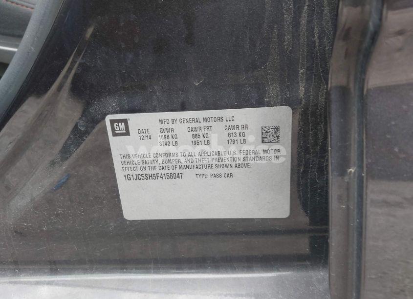 Photo 9 of 2015 Chevrolet Sonic LT AUTO (VIN 1G1JC5SH5F4158047)