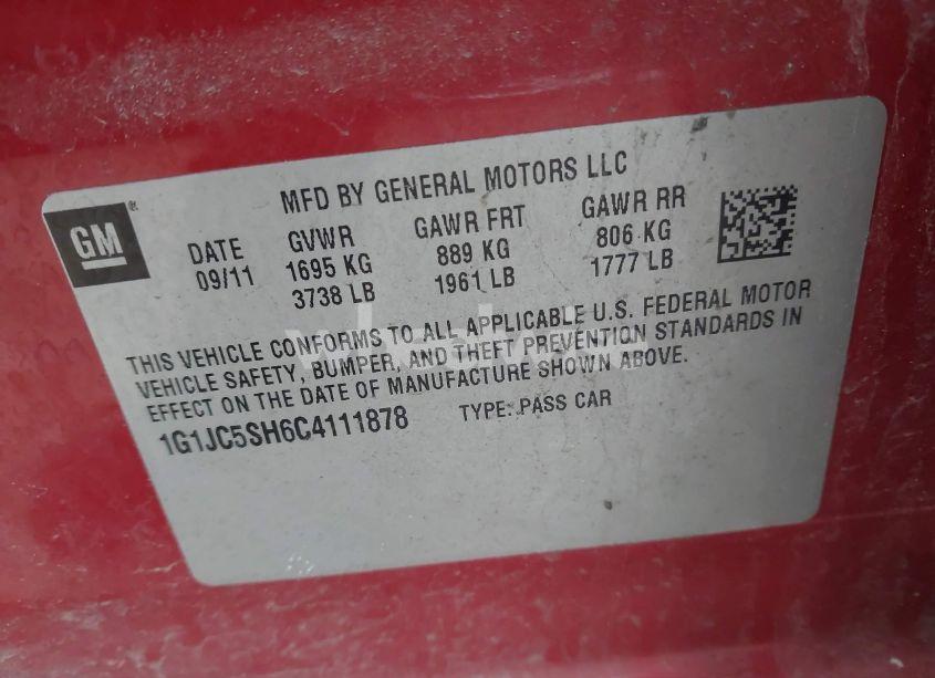 Photo 9 of 2012 Chevrolet Sonic 2LT (VIN 1G1JC5SH6C4111878)