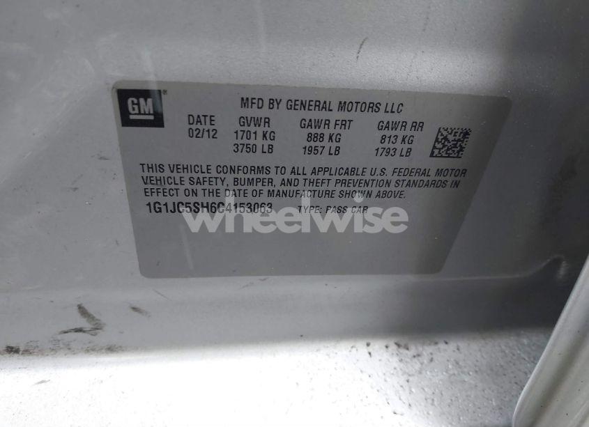 Photo 9 of 2012 Chevrolet Sonic 2LT (VIN 1G1JC5SH6C4153063)