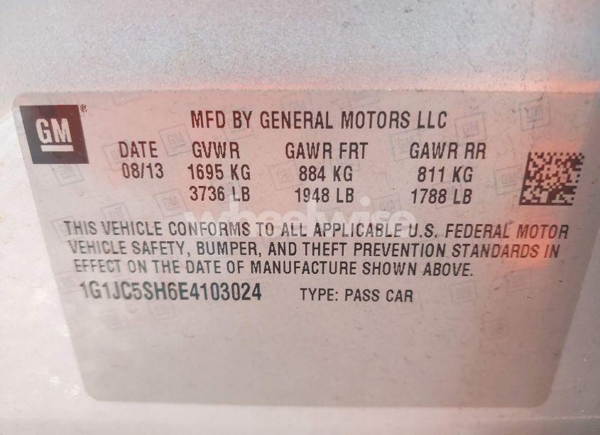 Photo 9 of 2014 Chevrolet Sonic LT AUTO (VIN 1G1JC5SH6E4103024)