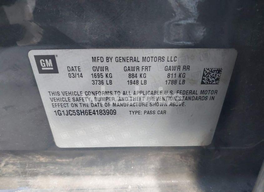 Photo 9 of 2014 Chevrolet Sonic LT AUTO (VIN 1G1JC5SH6E4183909)