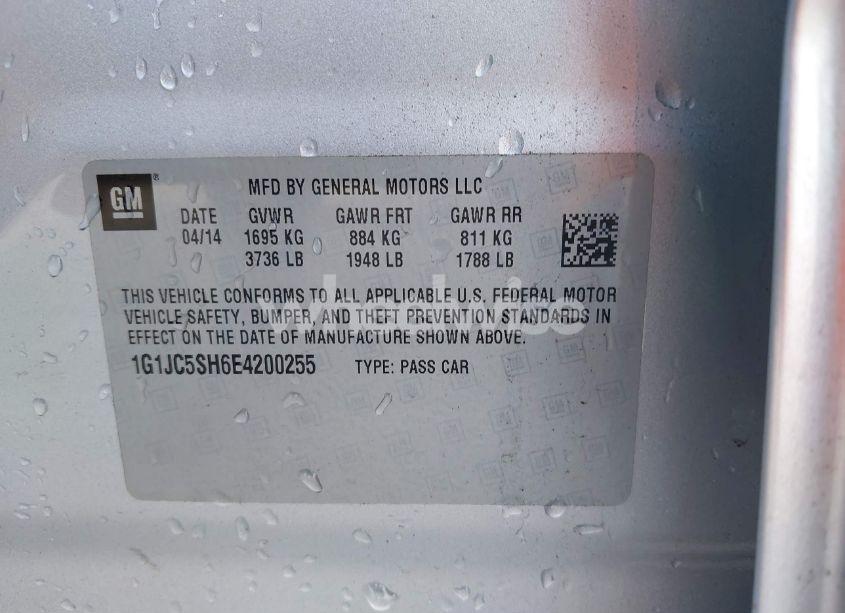 Photo 9 of 2014 Chevrolet Sonic LT AUTO (VIN 1G1JC5SH6E4200255)