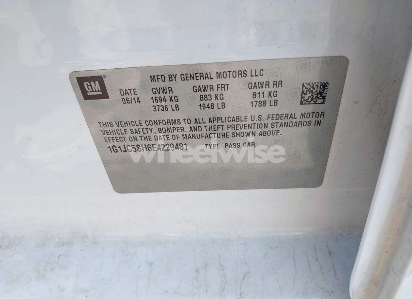 Photo 9 of 2014 Chevrolet Sonic LT AUTO (VIN 1G1JC5SH6E4229481)