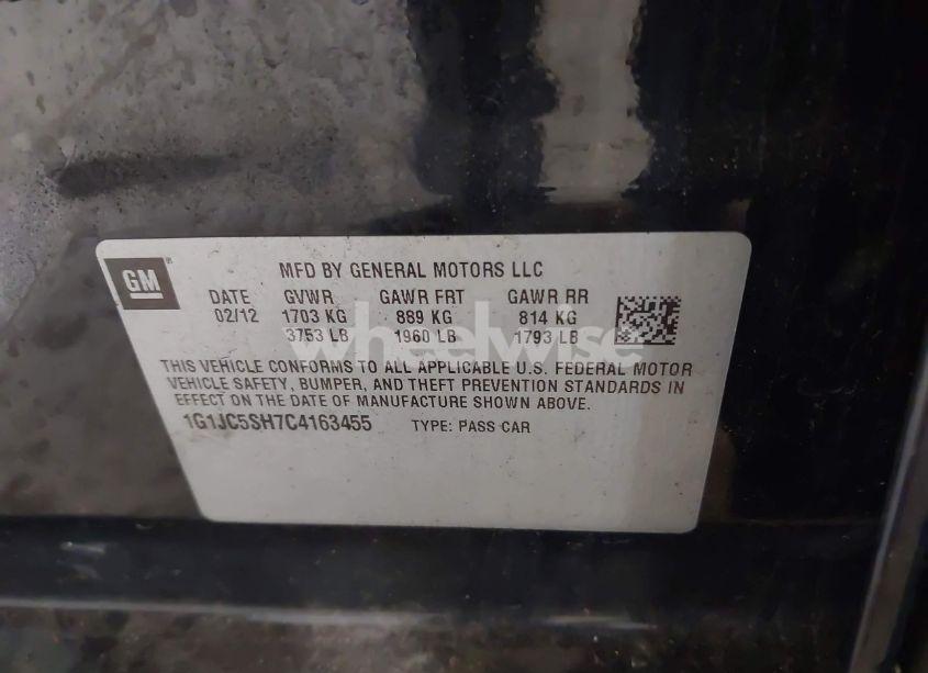 Photo 9 of 2012 Chevrolet Sonic 2LT (VIN 1G1JC5SH7C4163455)