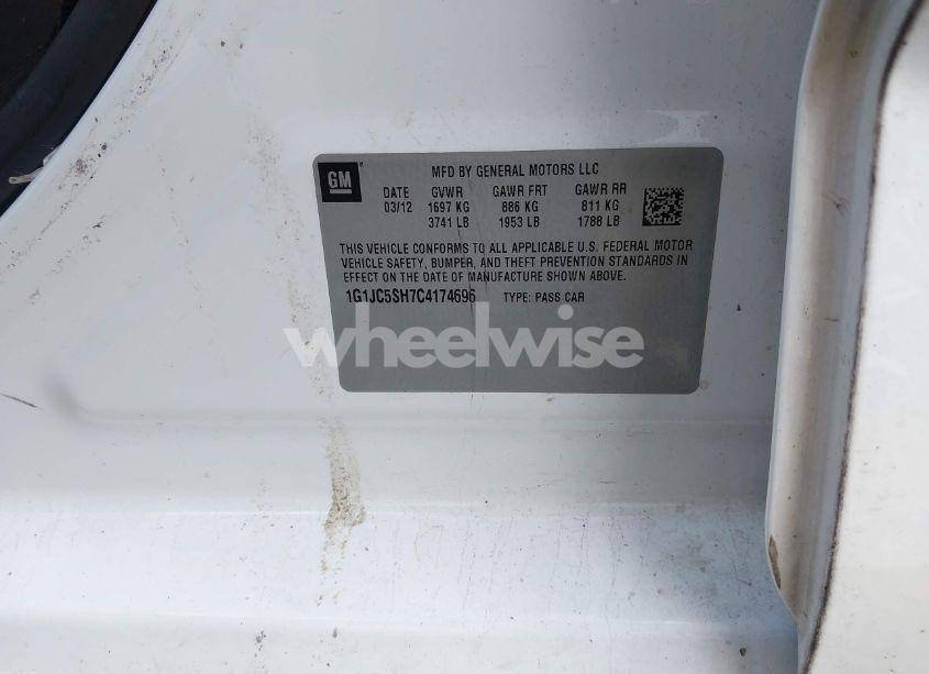 Photo 9 of 2012 Chevrolet Sonic 2LT (VIN 1G1JC5SH7C4174696)