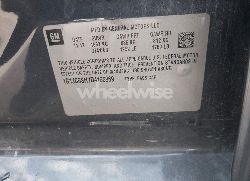 Photo 9 of 2013 Chevrolet Sonic LT AUTO (VIN 1G1JC5SH7D4155969)