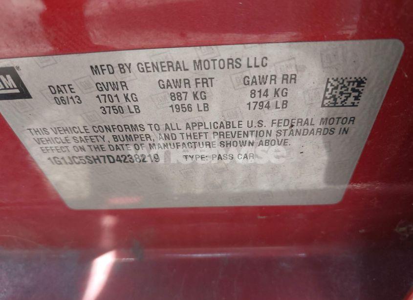 Photo 9 of 2013 Chevrolet Sonic LT AUTO (VIN 1G1JC5SH7D4238219)