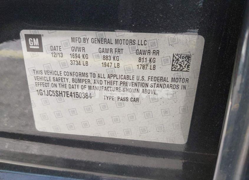 Photo 9 of 2014 Chevrolet Sonic LT AUTO (VIN 1G1JC5SH7E4150384)