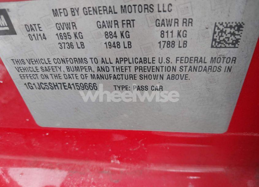 Photo 9 of 2014 Chevrolet Sonic LT AUTO (VIN 1G1JC5SH7E4159666)