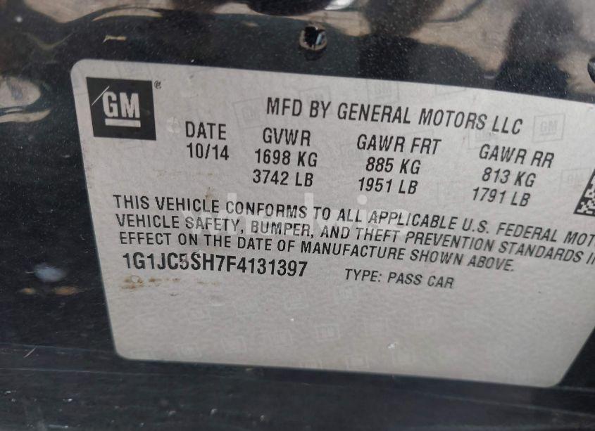 Photo 9 of 2015 Chevrolet Sonic LT AUTO (VIN 1G1JC5SH7F4131397)