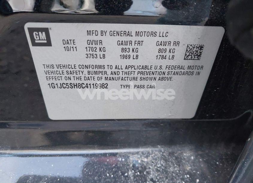 Photo 9 of 2012 Chevrolet Sonic 2LT (VIN 1G1JC5SH8C4119982)