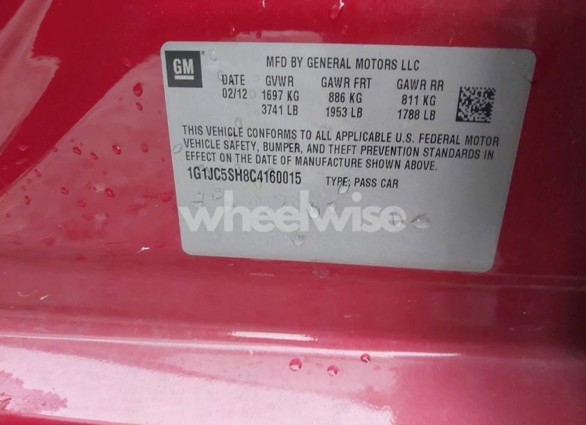 Photo 9 of 2012 Chevrolet Sonic 2LT (VIN 1G1JC5SH8C4160015)