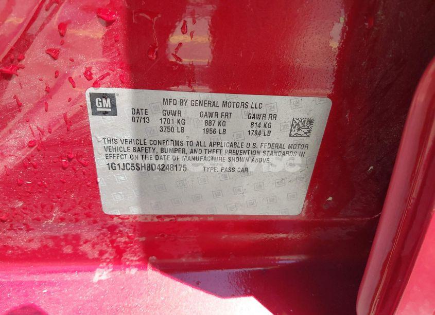 Photo 9 of 2013 Chevrolet Sonic LT AUTO (VIN 1G1JC5SH8D4248175)