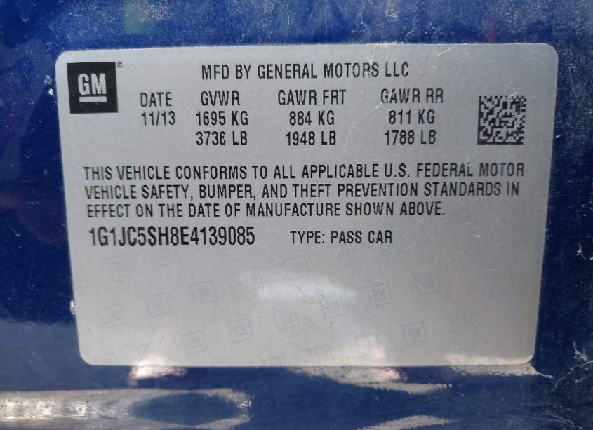 Photo 9 of 2014 Chevrolet Sonic LT AUTO (VIN 1G1JC5SH8E4139085)