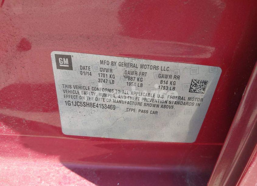 Photo 9 of 2014 Chevrolet Sonic LT AUTO (VIN 1G1JC5SH8E4153469)