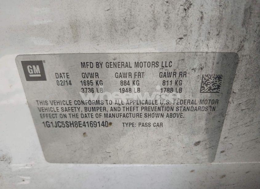 Photo 9 of 2014 Chevrolet Sonic LT AUTO (VIN 1G1JC5SH8E4169140)