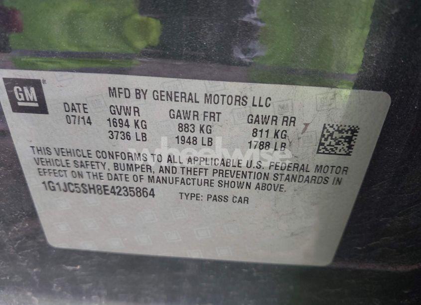 Photo 9 of 2014 Chevrolet Sonic LT AUTO (VIN 1G1JC5SH8E4235864)