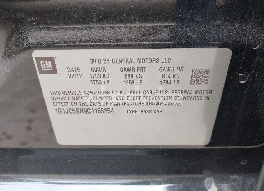 Photo 9 of 2012 Chevrolet Sonic 2LT (VIN 1G1JC5SH9C4165854)