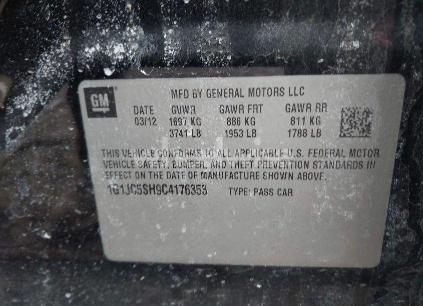 Photo 9 of 2012 Chevrolet Sonic 2LT (VIN 1G1JC5SH9C4176353)