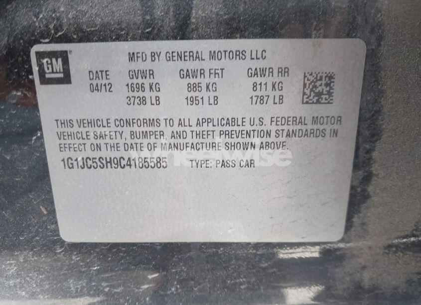 Photo 9 of 2012 Chevrolet Sonic 2LT (VIN 1G1JC5SH9C4185585)