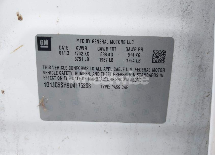 Photo 9 of 2013 Chevrolet Sonic LT (VIN 1G1JC5SH9D4175298)