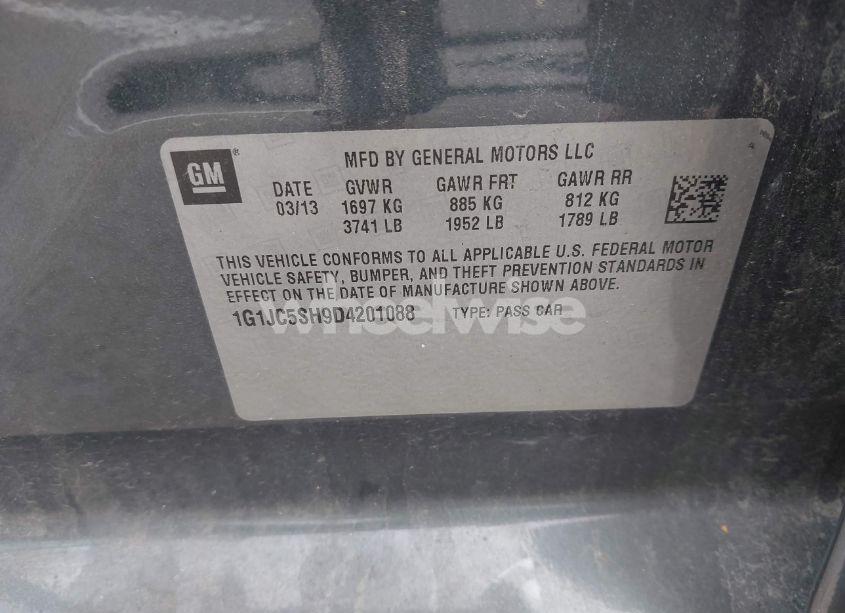 Photo 9 of 2013 Chevrolet Sonic LT (VIN 1G1JC5SH9D4201088)