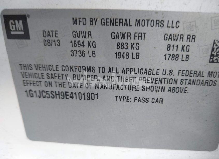 Photo 9 of 2014 Chevrolet Sonic LT AUTO (VIN 1G1JC5SH9E4101901)