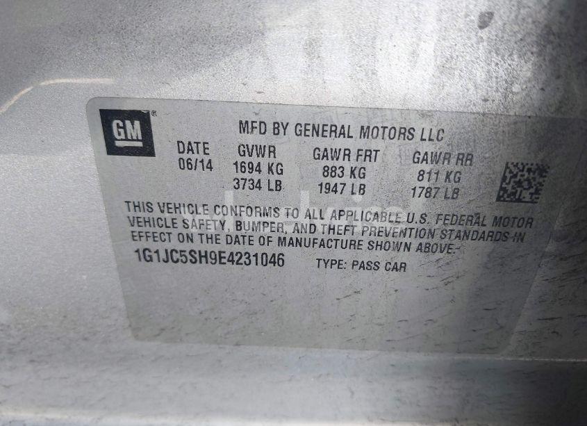 Photo 9 of 2014 Chevrolet Sonic LT AUTO (VIN 1G1JC5SH9E4231046)