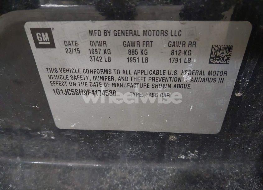 Photo 9 of 2015 Chevrolet Sonic LT AUTO (VIN 1G1JC5SH9F4174588)