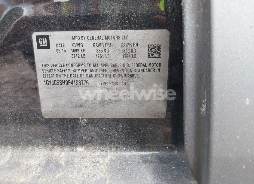 Photo 9 of 2015 Chevrolet Sonic LT AUTO (VIN 1G1JC5SH9F4198776)