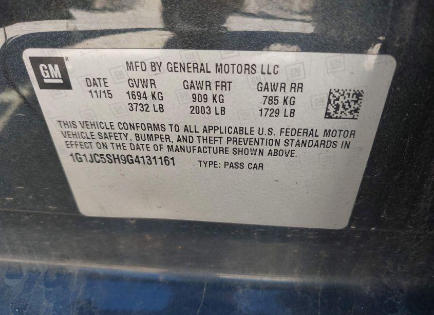 Photo 9 of 2016 Chevrolet Sonic LT AUTO (VIN 1G1JC5SH9G4131161)