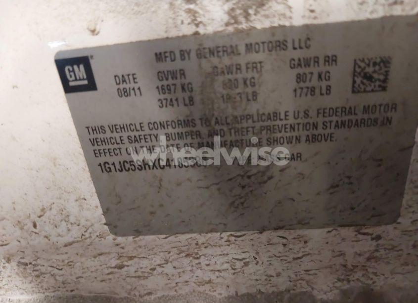 Photo 9 of 2012 Chevrolet Sonic 2LT (VIN 1G1JC5SHXC4105386)