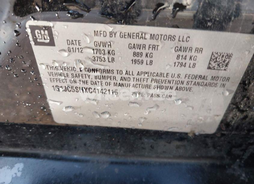 Photo 9 of 2012 Chevrolet Sonic 2LT (VIN 1G1JC5SHXC4142115)