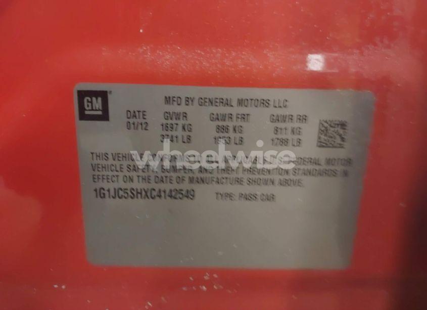 Photo 9 of 2012 Chevrolet Sonic 2LT (VIN 1G1JC5SHXC4142549)