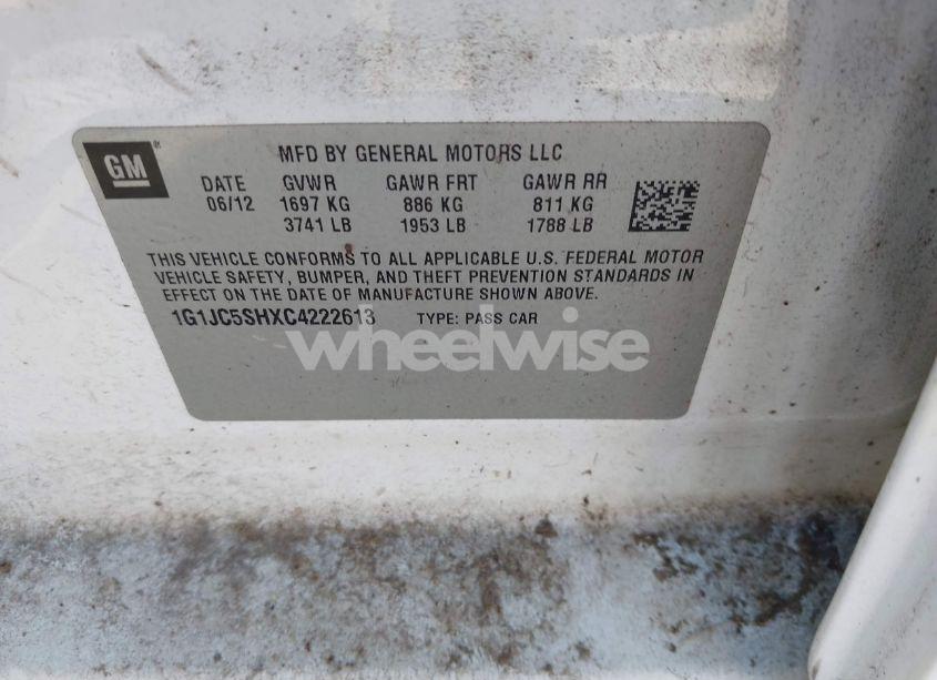 Photo 9 of 2012 Chevrolet Sonic 2LT (VIN 1G1JC5SHXC4222613)