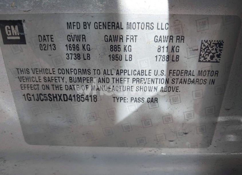 Photo 9 of 2013 Chevrolet Sonic LT (VIN 1G1JC5SHXD4185418)