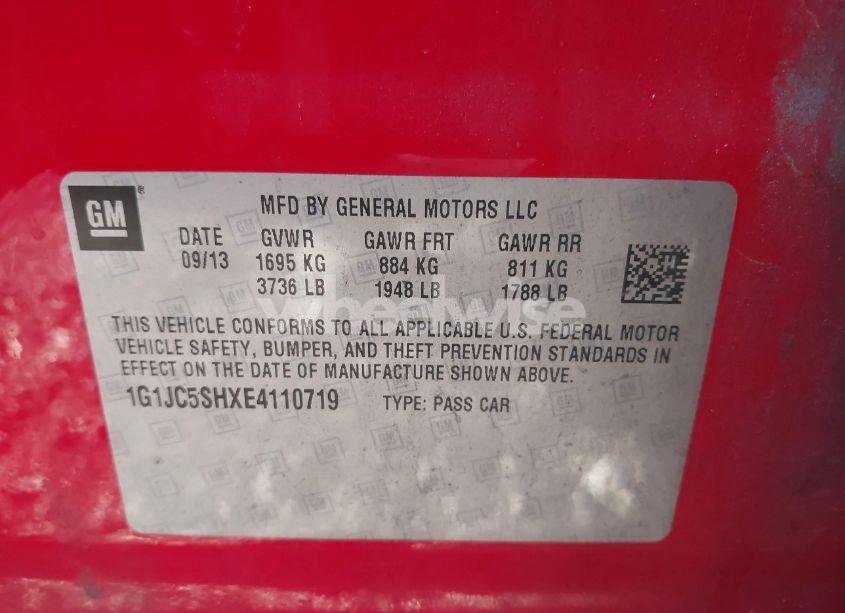 Photo 9 of 2014 Chevrolet Sonic LT AUTO (VIN 1G1JC5SHXE4110719)