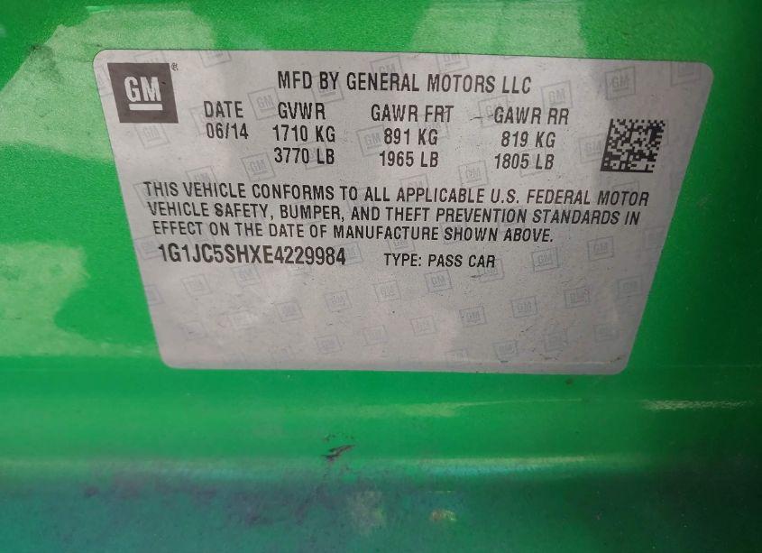 Photo 9 of 2014 Chevrolet Sonic LT AUTO (VIN 1G1JC5SHXE4229984)