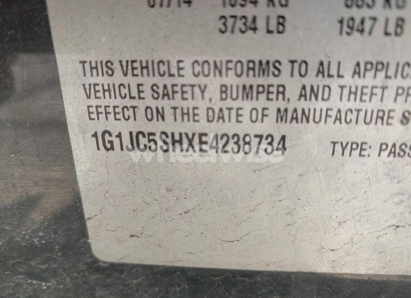 Photo 9 of 2014 Chevrolet Sonic LT AUTO (VIN 1G1JC5SHXE4238734)