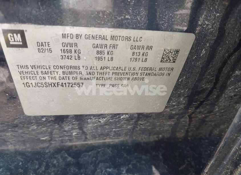 Photo 9 of 2015 Chevrolet Sonic LT AUTO (VIN 1G1JC5SHXF4172557)