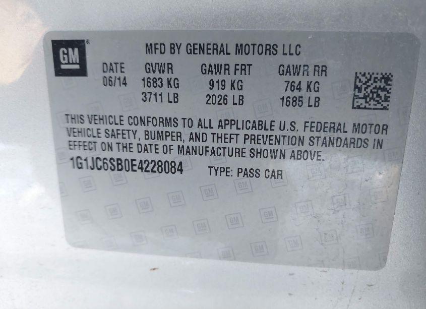 Photo 9 of 2014 Chevrolet Sonic LT AUTO (VIN 1G1JC6SB0E4228084)