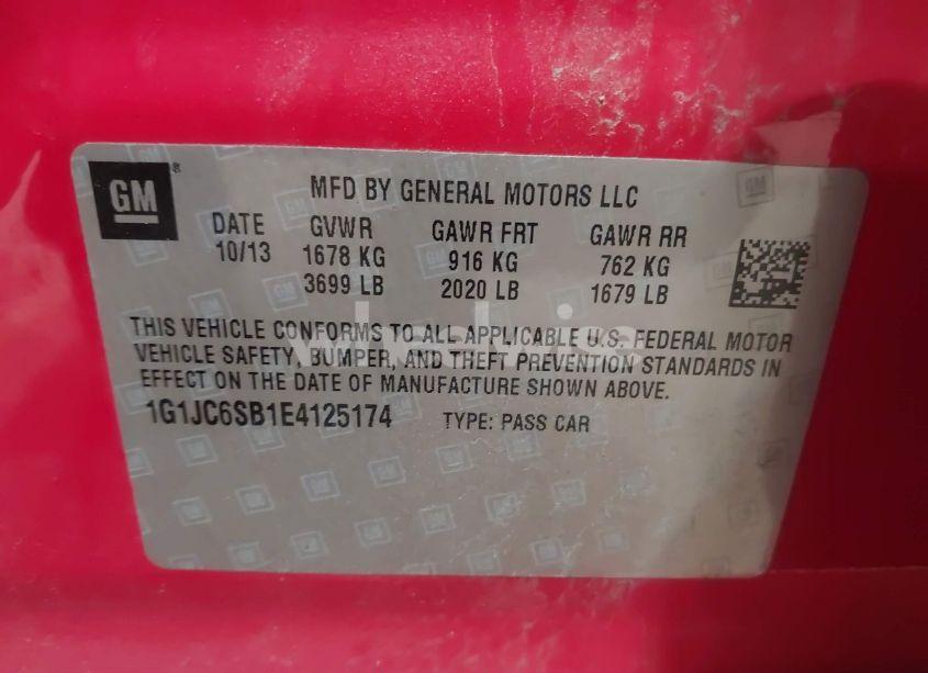 Photo 12 of 2014 Chevrolet Sonic LT AUTO (VIN 1G1JC6SB1E4125174)