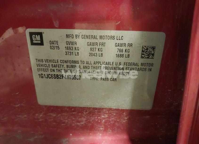 Photo 9 of 2015 Chevrolet Sonic LT AUTO (VIN 1G1JC6SB2F4176507)