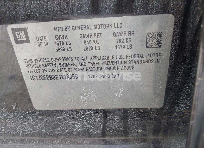 Photo 9 of 2014 Chevrolet Sonic LT AUTO (VIN 1G1JC6SB3E4219055)