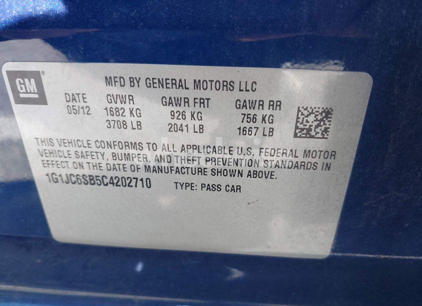 Photo 9 of 2012 Chevrolet Sonic 2LT (VIN 1G1JC6SB5C4202710)