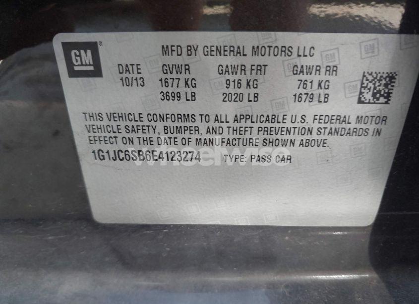 Photo 9 of 2014 Chevrolet Sonic LT AUTO (VIN 1G1JC6SB6E4123274)