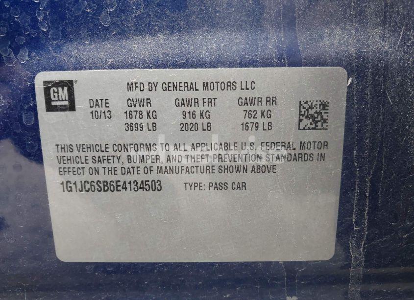Photo 9 of 2014 Chevrolet Sonic LT AUTO (VIN 1G1JC6SB6E4134503)