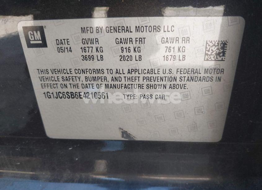 Photo 9 of 2014 Chevrolet Sonic LT AUTO (VIN 1G1JC6SB6E4210561)