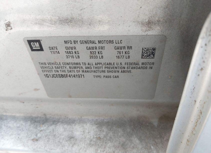 Photo 9 of 2015 Chevrolet Sonic LT AUTO (VIN 1G1JC6SB6F4141971)